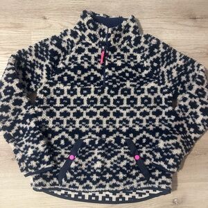 Vineyard Vines Fair Isle Navy and Cream Kids Sherpa 1/4 zip